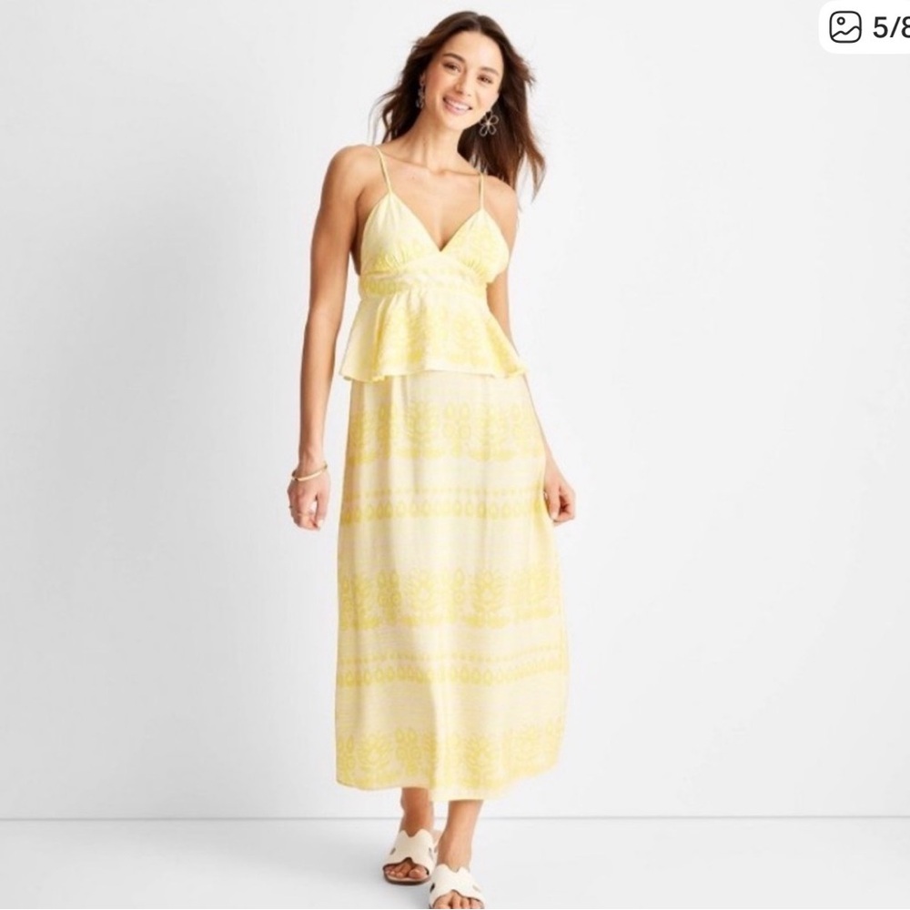 Future Collective Jenny K Lopez Yellow Boho Maxi Dress Size 16 Cottagecore - Picture 2 of 6